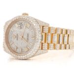 ROLEX DAY-DATE 40MM YELLOW AUTOMATIC STAINLESS STEEL WATCH FULL ICED MOISSANITE 19.50CT