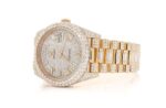 ROLEX DAY-DATE 40MM YELLOW AUTOMATIC STAINLESS STEEL WATCH FULL ICED MOISSANITE 19.50CT
