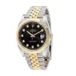 Rolex Datejust Black Dial Diamond 41MM Yellow Gold/Steel Fluted Bezel Jubilee Bracelet 126333