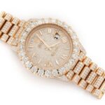 ROLEX DAY-DATE 40MM YELLOW GOLD AUTOMATIC STAINLESS STEEL WATCH FULL ICED MOISSANITE 23.00CT