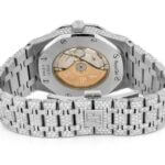AUDEMARS PIGUET ICED OUT ROYAL OAK 41MM STAINLESS STEEL HEBREW DIAL SILVER  VVS MOISSANITE WATCH