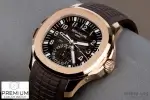 Patek Aquanaut Rose Gold Travel Time Brown Dial Composite Men's Watch 5164R-001