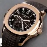 Patek Aquanaut Rose Gold Travel Time Brown Dial Composite Men's Watch 5164R-001