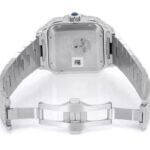 CARTIER WATCH BUST DOWN SANTOS DE 40MM STEEL FULL ICED VVS MOISSANITE BLUE ROMAN DIAL