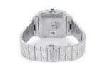 CARTIER WATCH BUST DOWN SANTOS DE 40MM STEEL FULL ICED VVS MOISSANITE BLUE ROMAN DIAL