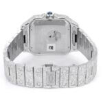 CARTIER WATCH BUST DOWN SANTOS DE 40MM STEEL FULL ICED VVS MOISSANITE BLUE ROMAN DIAL
