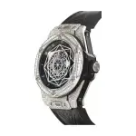 Hublot Big Bang Black Sang Bleu Steel Pave 45mm Iced Out Wrist Men's Watch