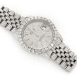 ROLEX DATEJUST 36MM SILVER AUTOMATIC STAINLESS STEEL FULL ICED MOISSANITE WATCH 17.00CT