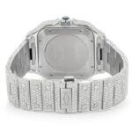 ICED OUT CARTIER WATCH 40MM STEEL FULL MOISSANITE RED ROMAN DIAL