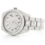 ROLEX DATEJUST ICED OUT 41MM SILVER HEBREW DIAL AUTOMATIC STAINLESS STEEL 23.50CT