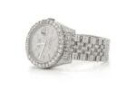 ROLEX DATEJUST 36MM SILVER AUTOMATIC STAINLESS STEEL FULL ICED MOISSANITE WATCH 17.00CT