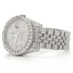 ROLEX DATEJUST 36MM SILVER AUTOMATIC STAINLESS STEEL FULL ICED MOISSANITE WATCH 17.00CT
