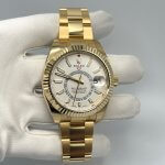 Rolex Sky Dweller Gold Yellow White Dial 42MM fluted-bezel-oyster-bracelet Men's Watch 326938
