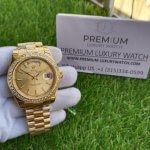 Rolex Champagne Diamond Dial | Day-Date II 41MM Yellow Gold | Diamond Bezel President Bracelet 218348