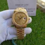 Rolex Champagne Diamond Dial | Day-Date II 41MM Yellow Gold | Diamond Bezel President Bracelet 218348