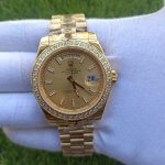 Rolex Champagne Diamond Dial | Day-Date II 41MM Yellow Gold | Diamond Bezel President Bracelet 218348