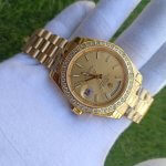 Rolex Champagne Diamond Dial | Day-Date II 41MM Yellow Gold | Diamond Bezel President Bracelet 218348
