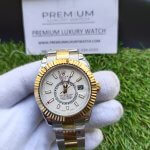 Rolex Sky Dweller Two Tone White Dial 42MM Yellow Gold Bezel Oyster Men's Watch 326933
