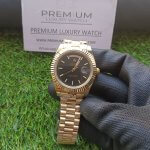 Rolex Day Date 40 Yellow Gold Black Diagonal Motif Index Dial & Fluted Bezel President Bracelet 228238