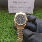 ROLEX DAY DATE GOLD BLACK Dial 40MM PRESIDENTIAL Fluted Bezel Watch 228238