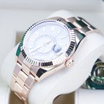 Rolex Sky Dweller Rose Gold 42MM Dark Rhodium Index Dial Fluted Bezel Oyster Bracelet 326935