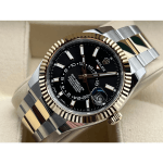 Rolex Sky Dweller Two Tone Black Dial Yellow Gold Bezel Oyster Men's Watch 326933