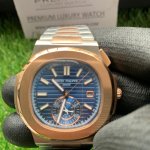 Patek Philippe Nautilus two tone 40mm Men Watch Blue Dial 5980/1AR