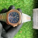 Patek Philippe Nautilus two tone 40mm Men Watch Blue Dial 5980/1AR