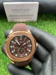 Patek Aquanaut Rose Gold Travel Time Brown Dial Composite Men's Watch 5164R-001