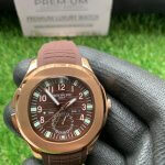 Patek Aquanaut Rose Gold Travel Time Brown Dial Composite Men's Watch 5164R-001