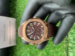 Patek Aquanaut Rose Gold Travel Time Brown Dial Composite Men's Watch 5164R-001