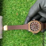 Patek Aquanaut Rose Gold Travel Time Brown Dial Composite Men's Watch 5164R-001