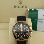 Yellow Gold Rolex Daytona Cosmograph Ceramic Black Dial Rubber Strap 116518LN