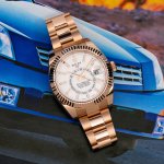Rolex Sky Dweller Steel Rose Gold White Index Dial Fluted Bezel Oyster Bracelet 326935