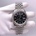 Rolex Sky Dweller Black Dial 42MM White Gold Bezel Steel Jubilee Men's Watch 326934
