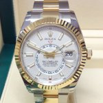 Rolex Sky Dweller Two Tone White Dial 42MM Yellow Gold Bezel Oyster Men's Watch 326933