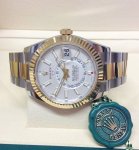 Rolex Sky Dweller Two Tone White Dial 42MM Yellow Gold Bezel Oyster Men's Watch 326933