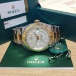 Rolex Sky Dweller Two Tone White Dial 42MM Yellow Gold Bezel Oyster Men's Watch 326933
