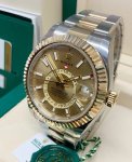 Sky Dweller Two Tone Rolex Champagne Dial 42MM Yellow Gold Oyster Men's Watch 326933