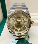 Sky Dweller Two Tone Rolex Champagne Dial 42MM Yellow Gold Oyster Men's Watch 326933