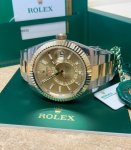 Sky Dweller Two Tone Rolex Champagne Dial 42MM Yellow Gold Oyster Men's Watch 326933