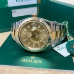 Sky Dweller Two Tone Rolex Champagne Dial 42MM Yellow Gold Oyster Men's Watch 326933