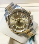 Sky Dweller Two Tone Rolex Champagne Dial 42MM Yellow Gold Oyster Men's Watch 326933