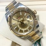 Sky Dweller Two Tone Rolex Champagne Dial 42MM Yellow Gold Oyster Men's Watch 326933