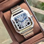 Santos De Cartier Skeleton Dial 40MM Stainless Steel Men's Watch WHSA0015
