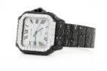 CARTIER SANTOS 100XL FULL ICED BLACK MOISSANITE DIAMONDS ROMAN DIAL 40MM WATCH