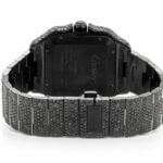 CARTIER SANTOS 100XL FULL ICED BLACK MOISSANITE DIAMONDS ROMAN DIAL 40MM WATCH