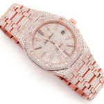AP ICED OUT ROYAL OAK 41MM ROSE GOLD FULL MOISSANITE WATCH