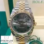 Rolex Datejust 41 Slate Dial Jubilee Yellow Gold Fluted Bezel Men's Watch 126333