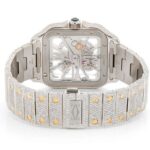 CARTIER SKELETON WATCH ICED OUT 40MM TWO TONE STEEL VVS MOISSANITE
